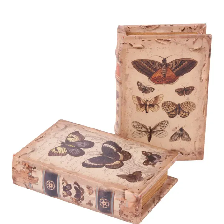 Aufbewahrungsbox - Vintage-Schmetterlingsbuch 15 cm aus Kunstleder
