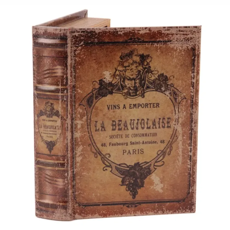 Aufbewahrungsbox - La Beaujolaise-Buch 20 cm aus Kunstleder in Braun mit Vintage-Aufdruck Braune Aufbewahrungsbox in Buchform mit Vintage-Aufdruck «La Beaujolaise»