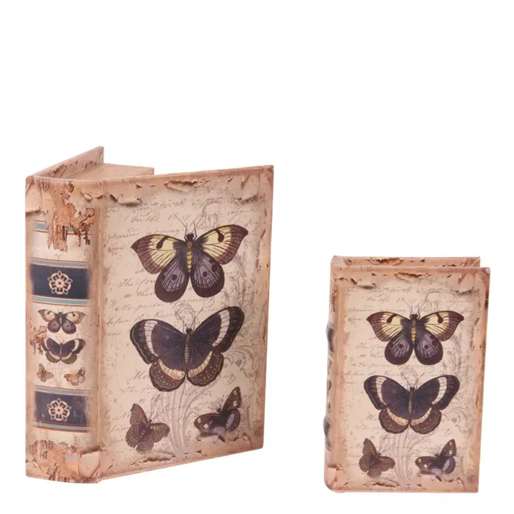 Aufbewahrungsbox - Vintage-Schmetterlingsbuch 20 cm aus Kunstleder