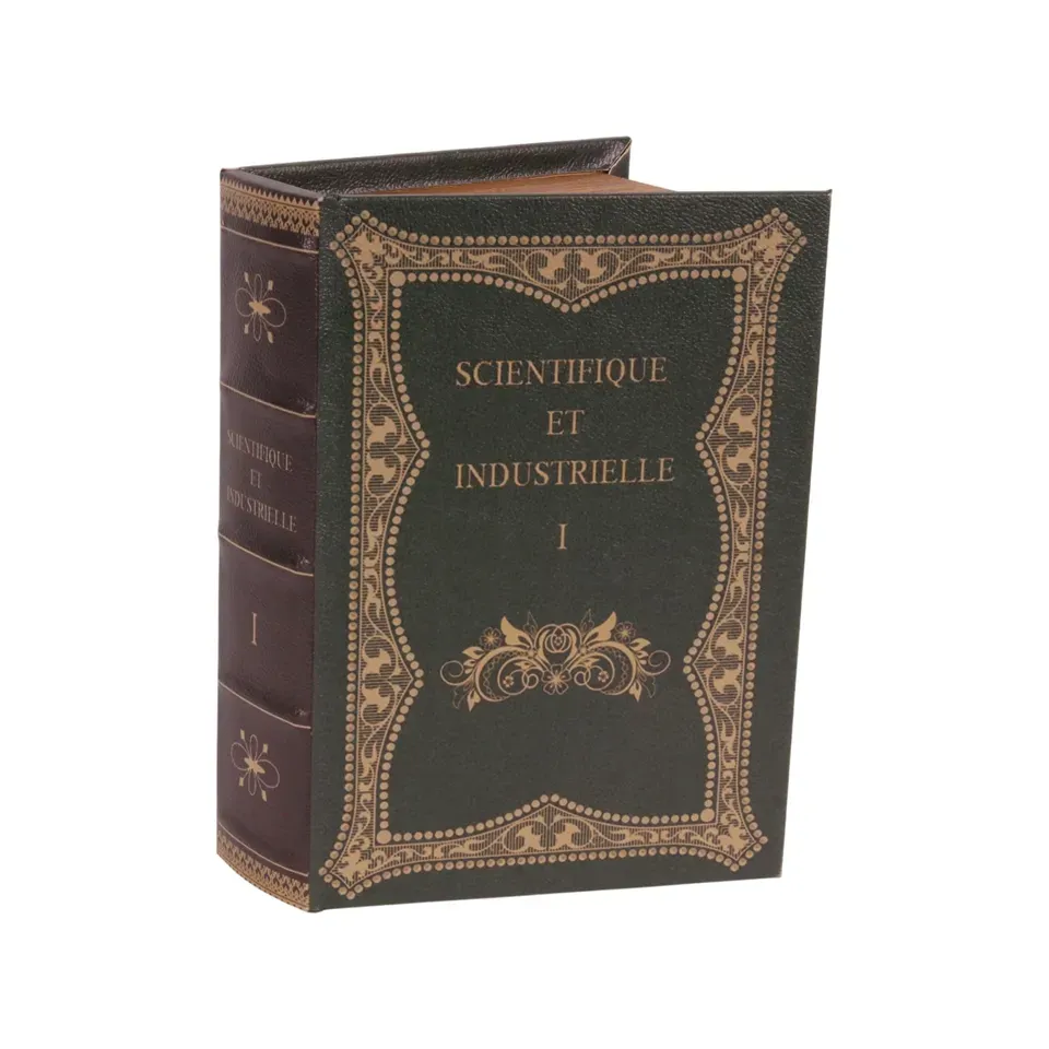 Aufbewahrungsbox - Vintage-Buch «Scientifique et Industrie», 23 cm Buchförmige Aufbewahrungsbox mit goldfarbener Vintage-Schrift und Verzierungen