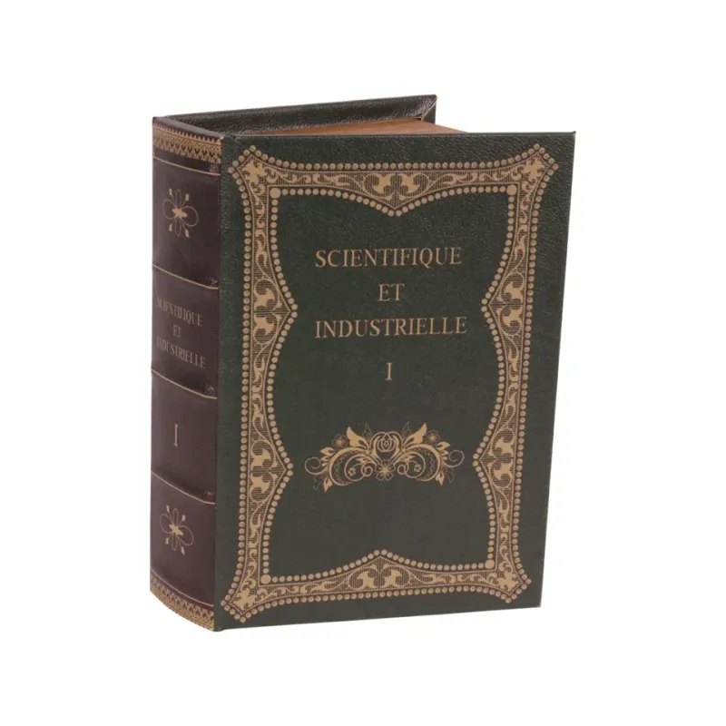 Aufbewahrungsbox - Vintage-Buch «Scientifique et Industrie», 23 cm Buchförmige Aufbewahrungsbox mit goldfarbener Vintage-Schrift und Verzierungen