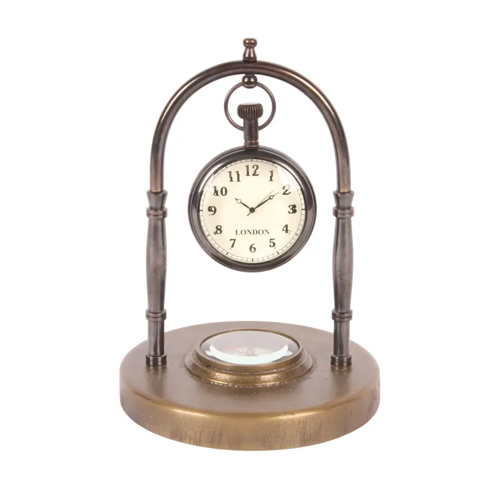 Maritime Hänge-Tischuhr mit Kompass, 15 cm, Gold Maritime Hänge-Tischuhr mit Kompass, 15 cm, Gold