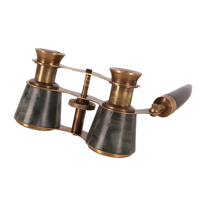 Dekoratives Opernglas, Fernglas 20 cm aus Messing, Grün und Schwarz