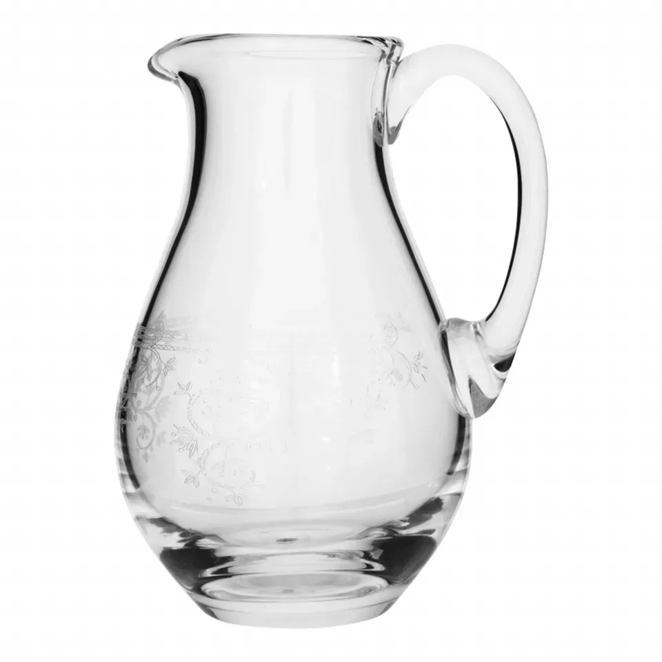 Glastiegel, Karaffe 250 ml aus Glas Klare Glaskaraffe mit Henkel und dezentem Muster