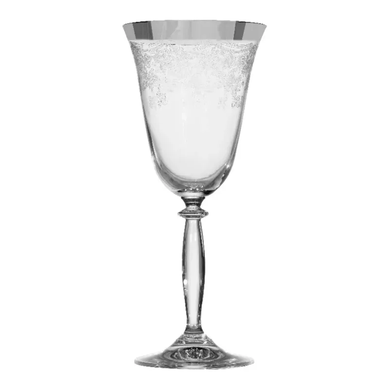 Sekt- und Champagnerglas 360 ml mit silbernem Rand Champagnerglas aus klarem Glas mit geschwungenem Muster und silbernem Rand