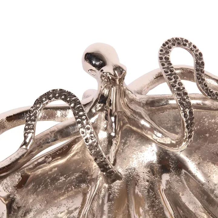 Silberfarbene Oktopus-Muschelschale, 43 cm, aus Aluminium