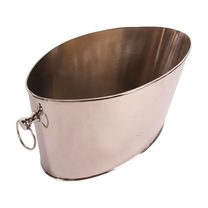 Champagnerkühler mit Griffen, silberfarben, aus Messing