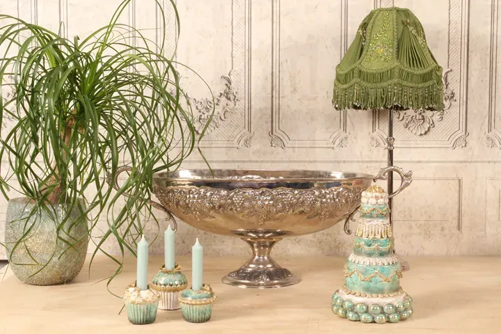 Ovale Schüssel aus Messing, 75 cm, silberfarben