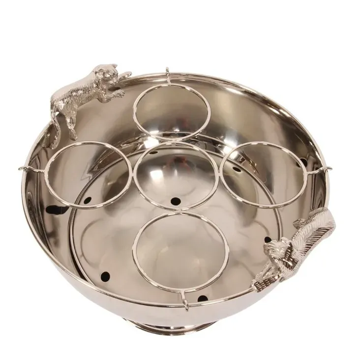 Silberfarbener Sektkühler aus Messing, 25 cm