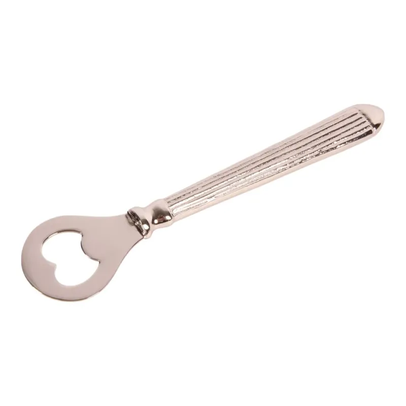 Flaschenöffner Dill, 16 cm, aus Messing Silberfarbener Flaschenöffner aus Messing mit geripptem Griff