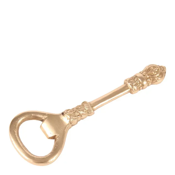 Flaschenöffner aus Kupfer, 12 cm, Gold Goldfarbener Flaschenöffner aus Kupfer mit dekorativ verziertem Griff