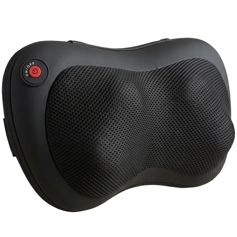 Shiatsu-Massagekissen mit Wärme und 4 Knetknoten Schwarzes Shiatsu-Massagekissen mit vier rotierenden 3D-Knetknoten und Wärmefunktion