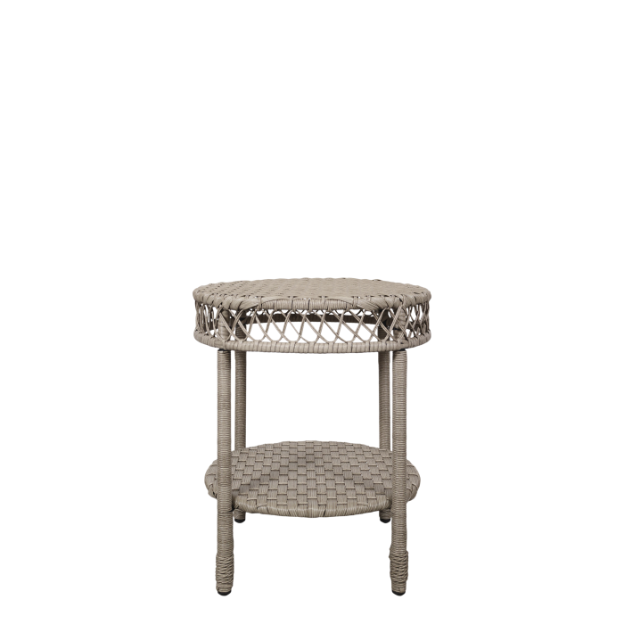 Geflochtener Rattan Loungetisch, Beistelltisch, H 57 cm, Ø 50 cm, natur Naturfarbener geflochtener Loungetisch mit runder Tischplatte und Ablagefläche