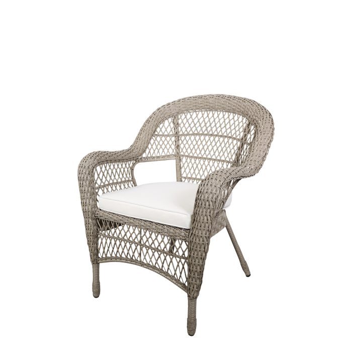 2er-Set geflochtene Riviera Esstischstühle mit Kissen, natur 2er-Set geflochtener Esstischstühle in Natur mit Armlehnen und Sitzkissen