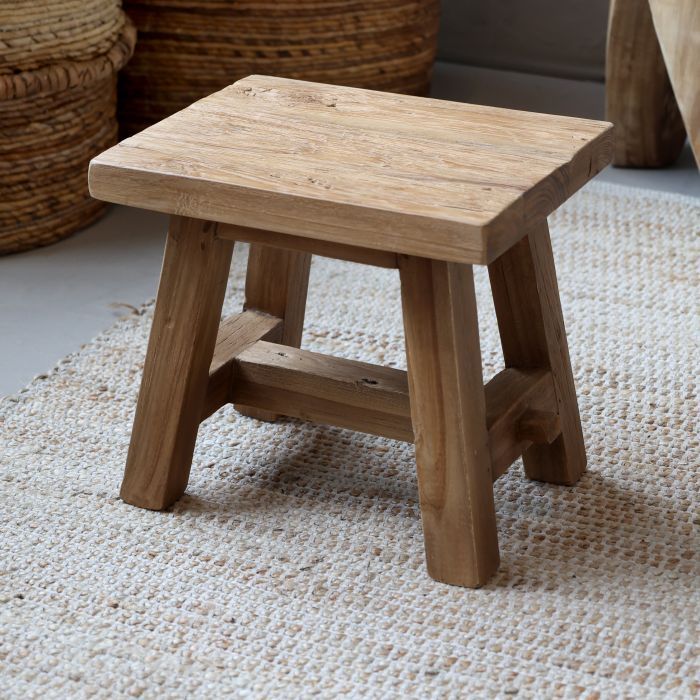 2er-Set Grimaud Hocker aus recyceltem Teakholz in Natur
