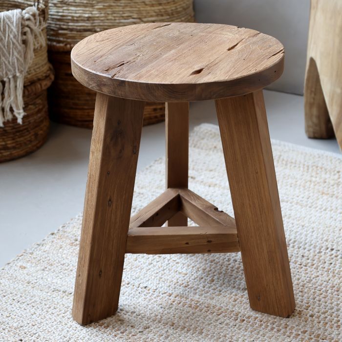 2er-Set Grimaud Hocker II aus recyceltem Teakholz, natur