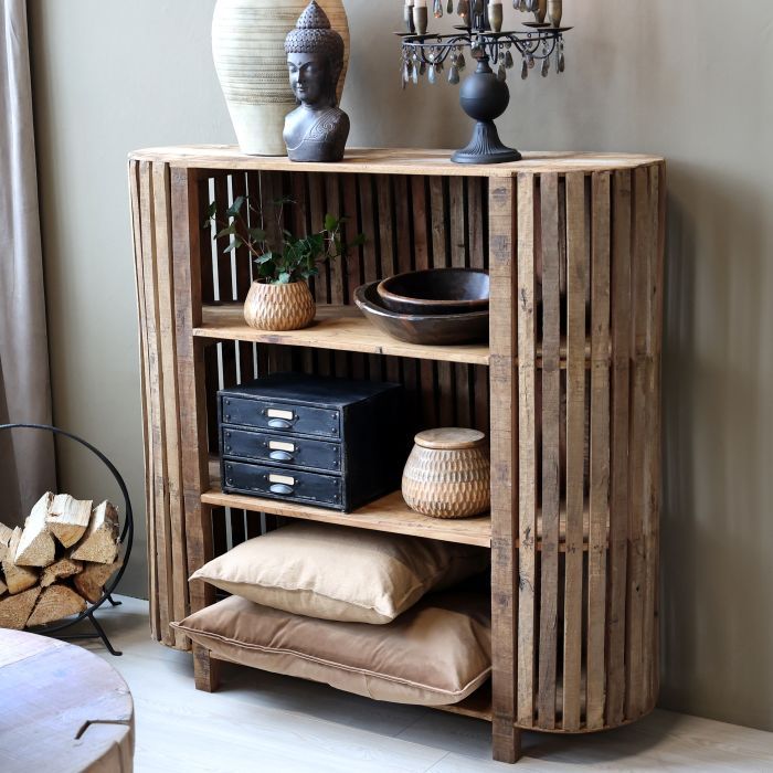 Grimaud Regal aus Recyclingholz mit 3 Ablageböden, 115 cm, natur