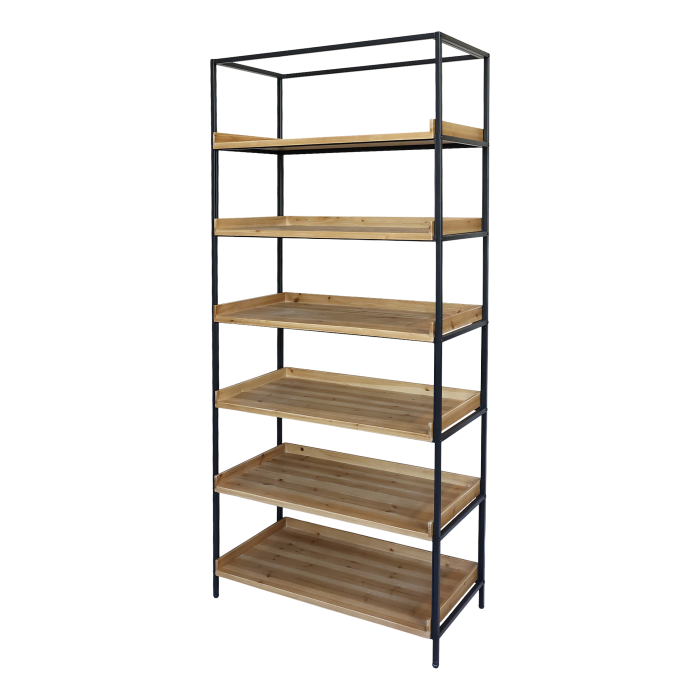 Regal aus Tannenholz und Eisen 213 cm mit 6 Fächern, natur Regal mit 6 Fächern, 213 cm, natur
