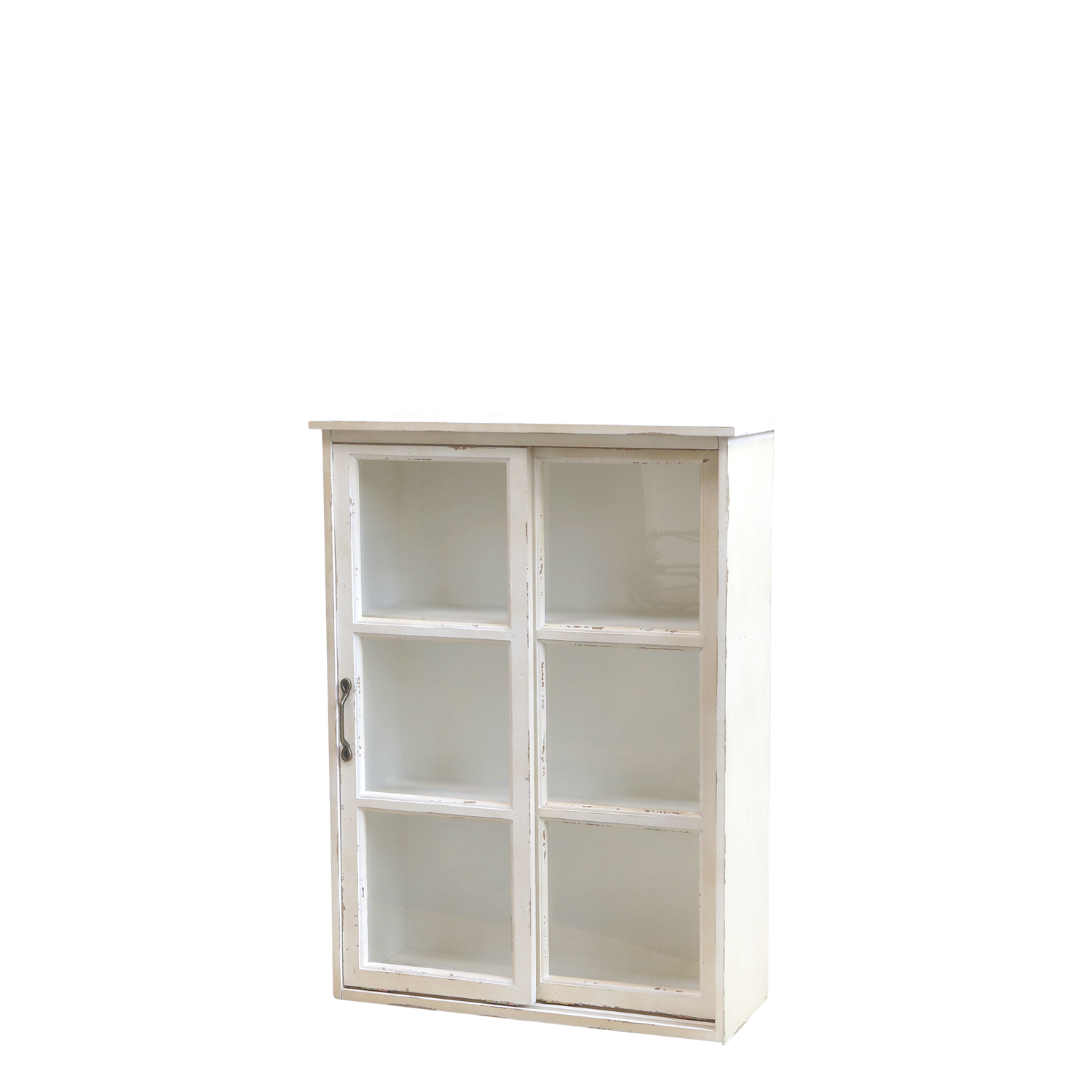 Hängeschrank, Vitrine antique creme mit Schiebetür aus Glas Hängeschrank in Antique creme mit Schwebetür aus Glas, H70/L52/B20 cm.