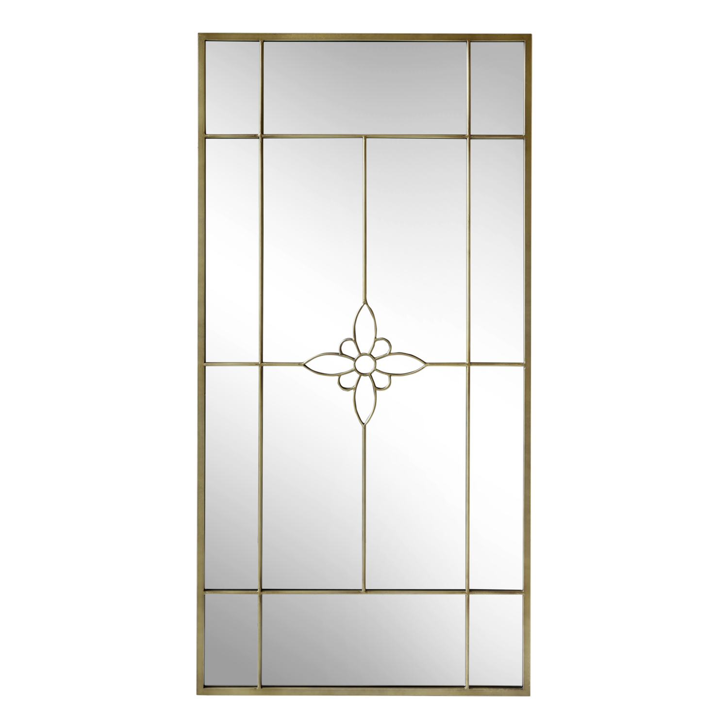 Wandspiegel mit Blumenmuster antique messing H180/L90/B2 cm Wandspiegel mit Blumenmuster und Rahmen in antique messing, 180 × 90 cm
