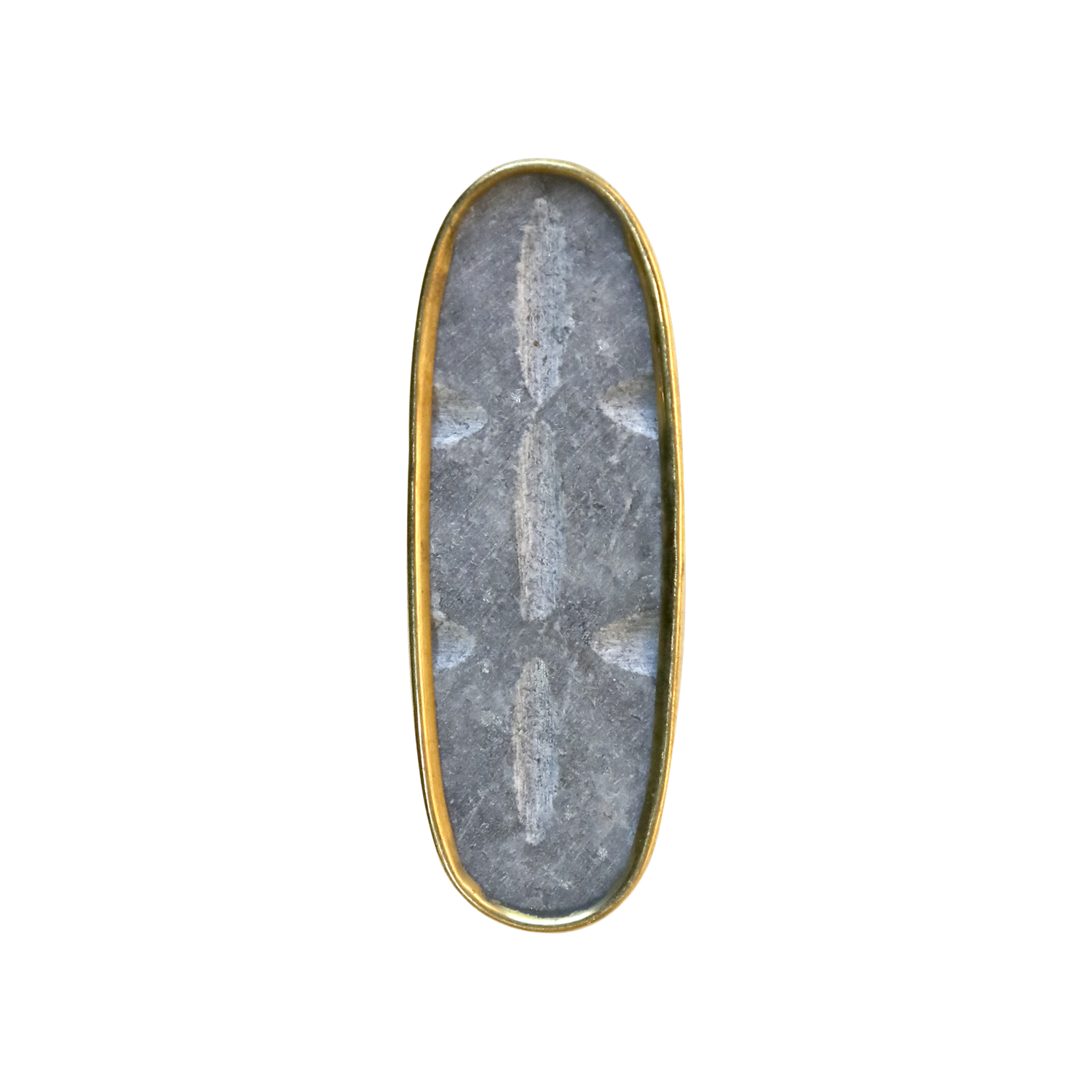 Möbelgriff mit Messingkante, schwarz, H1,5/L5,5 cm Schwarzer Möbelgriff aus Polyresin und Marmor mit Messingkante, H1,5/L5,5 cm.