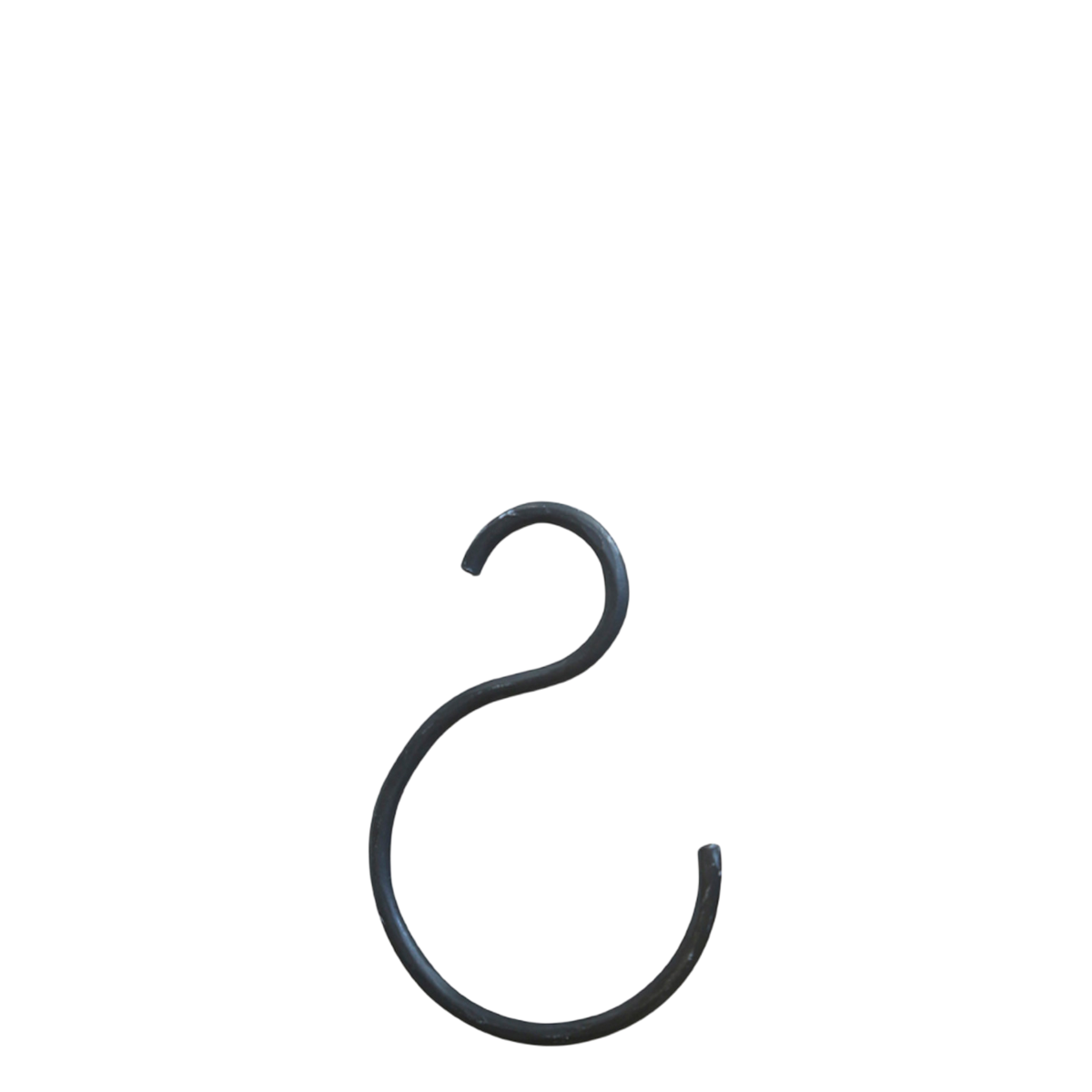 S-Haken aus Eisen in antique Kohle, H11,5/L8 cm.