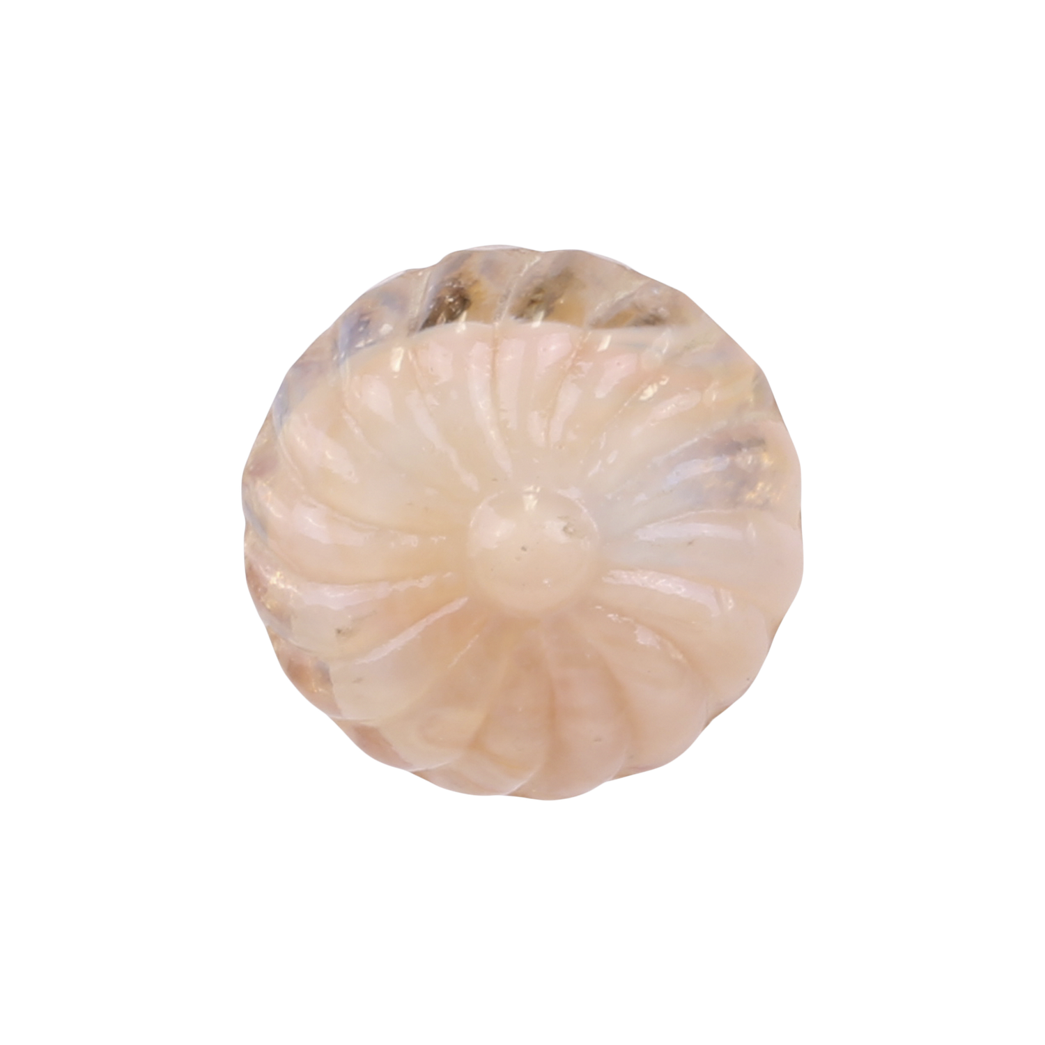 Puderfarbener Möbelgriff aus Porzellan und Eisen, D4/L8 cm.