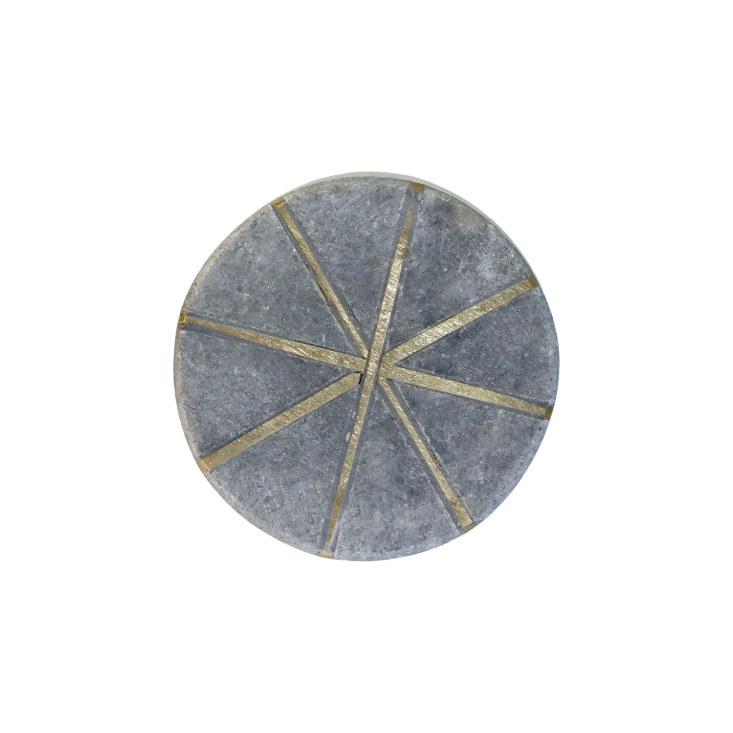 Möbelgriff aus Marmor mit Messingdetails, grau, D4 cm Grauer Möbelgriff aus Marmor mit goldfarbenen Messingdetails, Durchmesser 4 cm.