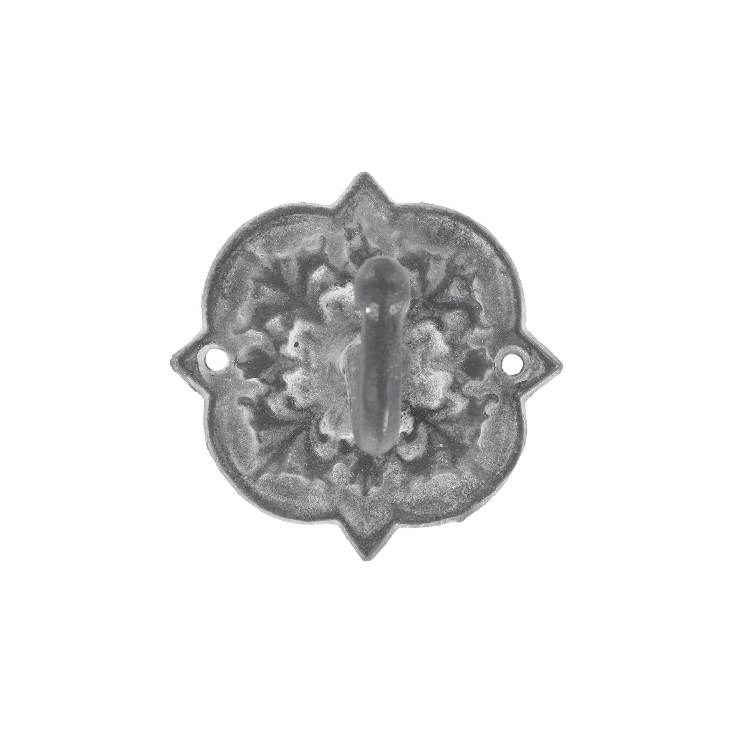 Haken mit Dekor aus Eisen, antique grau, H9/L9/B7,5 cm Dekorativer Eisenhaken in antique Grau, H9/L9/B7,5 cm.