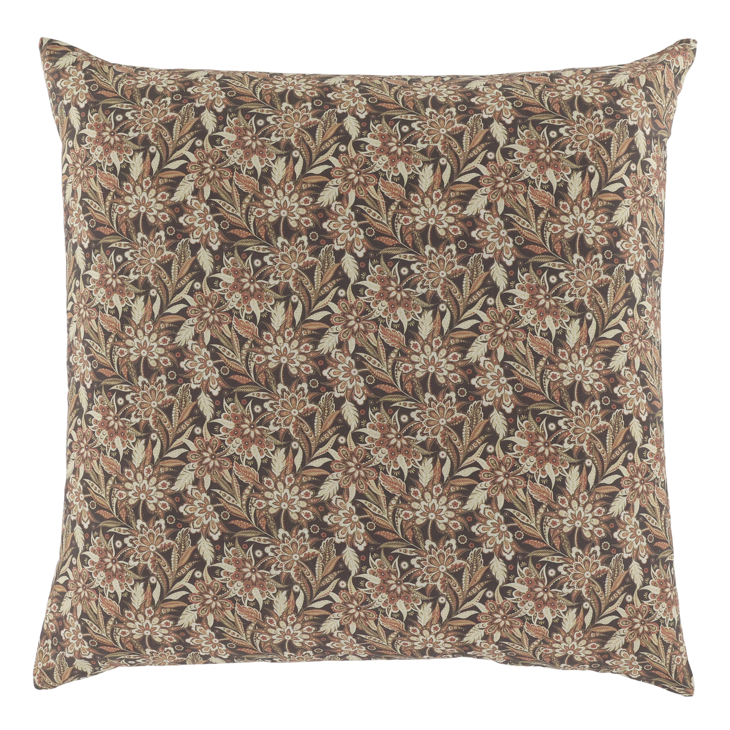 Aix Kissenbezug aus Baumwolle mit Blumenmuster in cognac und latte, L50/B50 cm