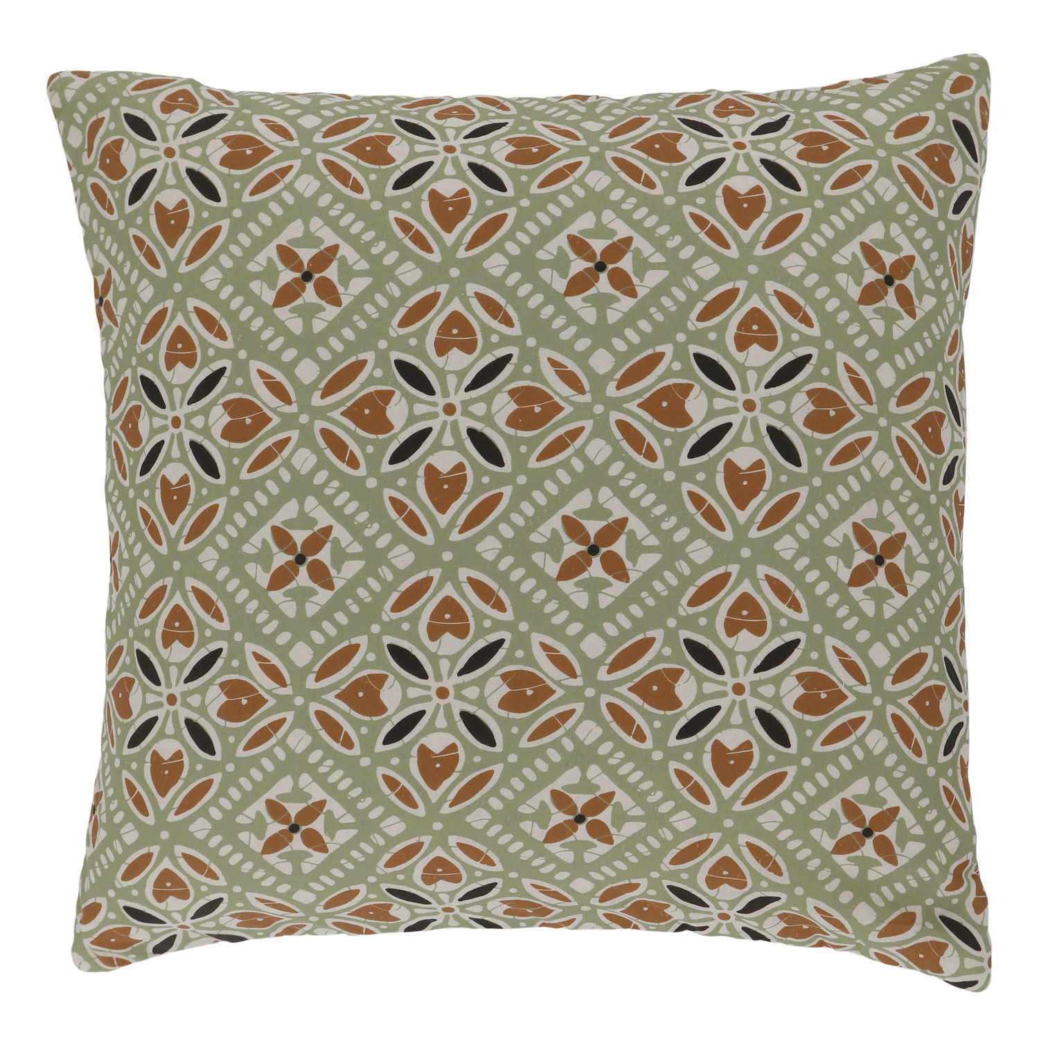 Aix Kissenbezug mit Batikmuster, 50 x 50 cm, Grün und Terracotta Aix Kissenbezug aus Baumwolle mit Batikmuster in Grün und Terracotta, 50 x 50 cm.