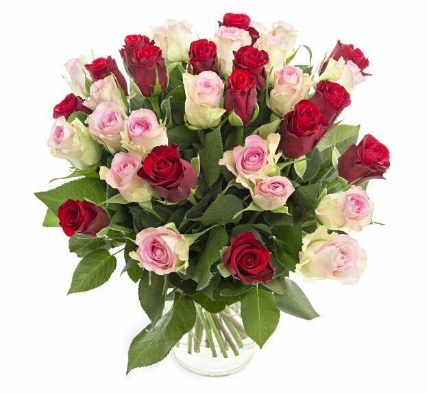 Ramo de Rosas en rojo y color BLANCO