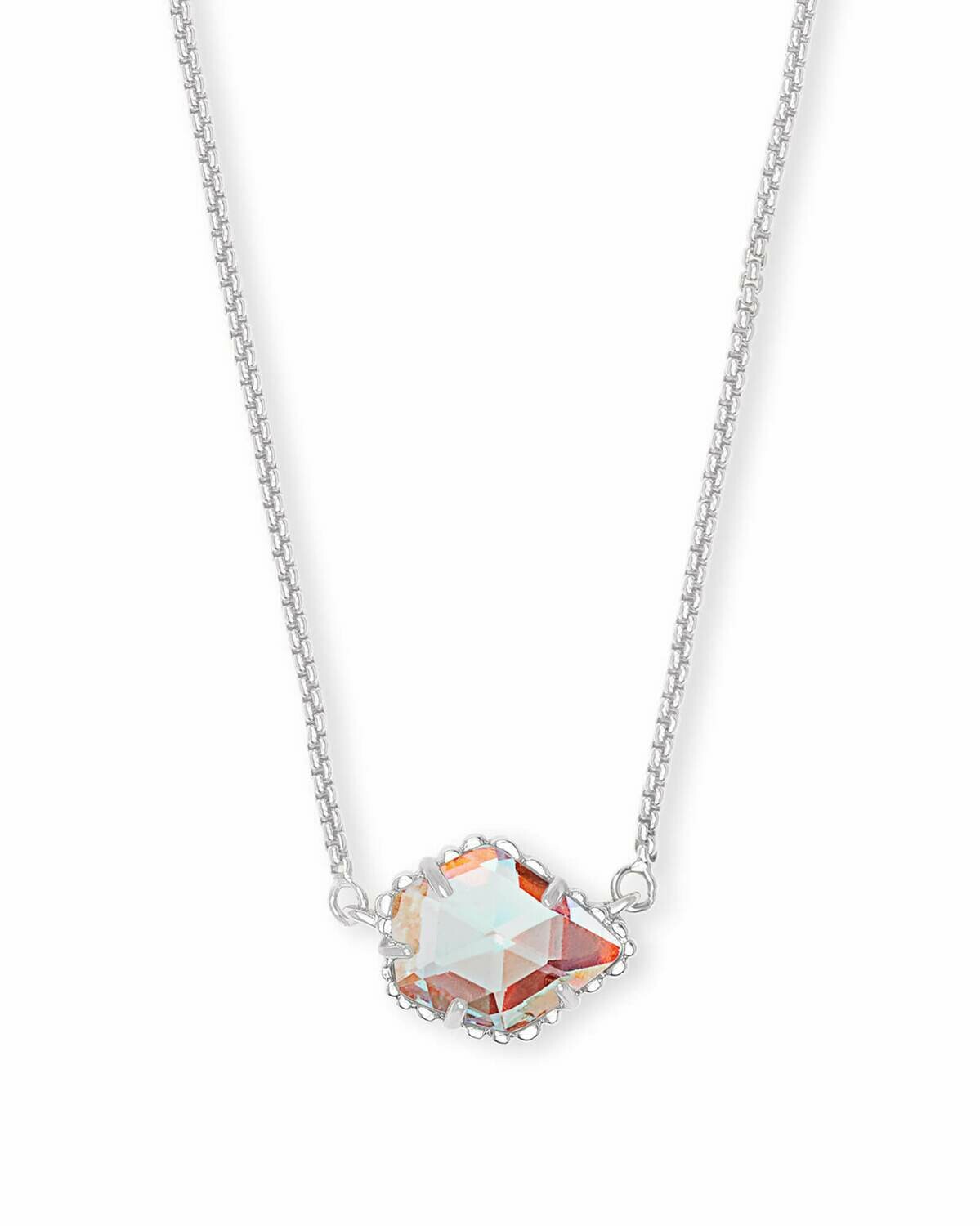 Kendra Scott Tess Silver Pendant Necklace In Dichroic Glass