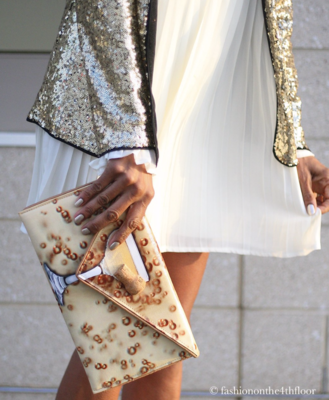 Kent Stetson Champagne Crossbody Clutch