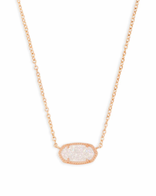 Kendra Scott Elisa Rose Gold Pendant Necklace In Iridescent Drusy