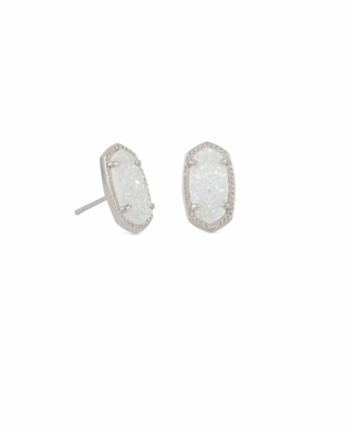 Kendra Scott Ellie Silver Stud Earrings In Iridescent Drusy