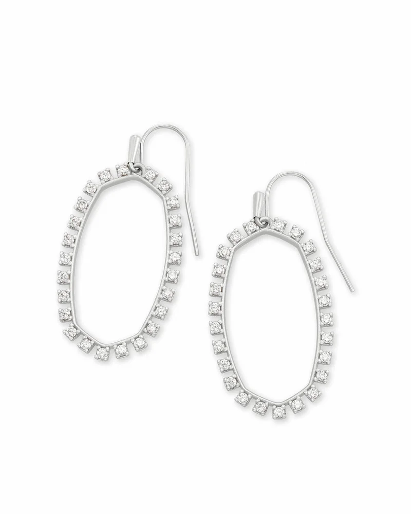 Kendra Scott Elle Open Frame Crystal Drop Earrings In Silver