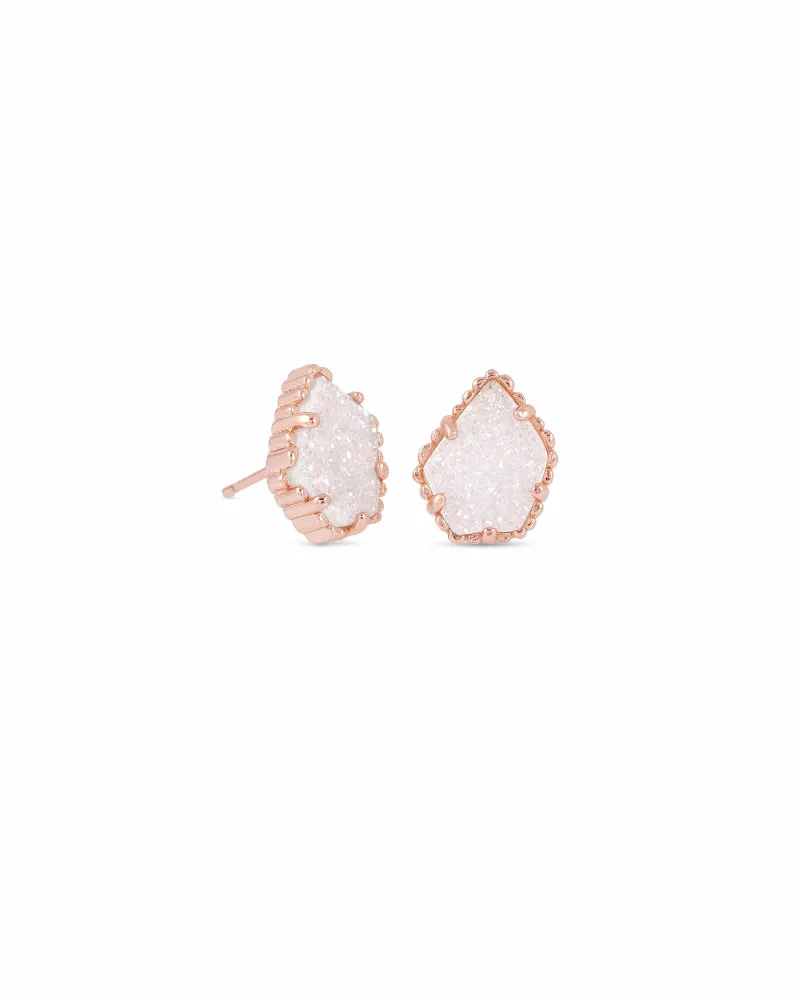 Kendra Scott Tessa Rose Gold Stud Earrings in Iridescent Drusy