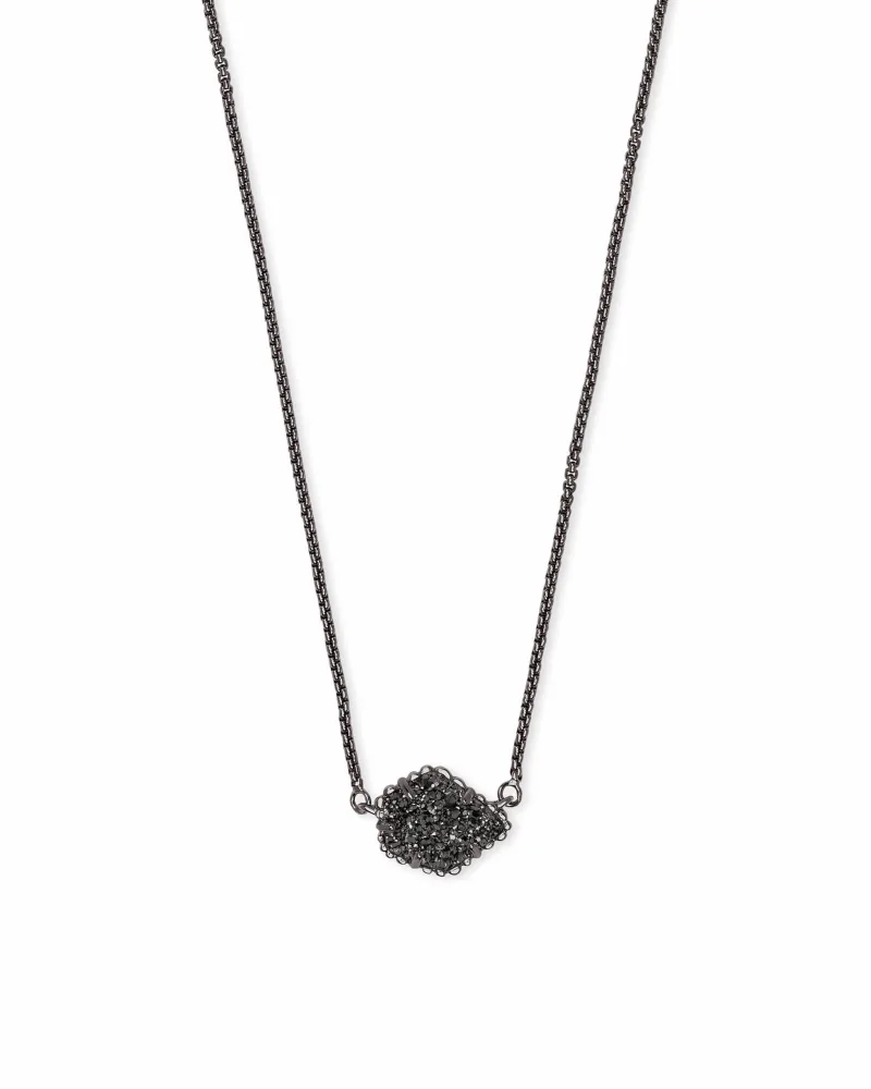 Kendra Scott Tess Gunmetal Pendant Necklace in Black Drusy