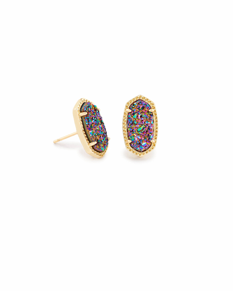 Kendra Scott Ellie Gold Stud Earrings in Multicolor Drusy