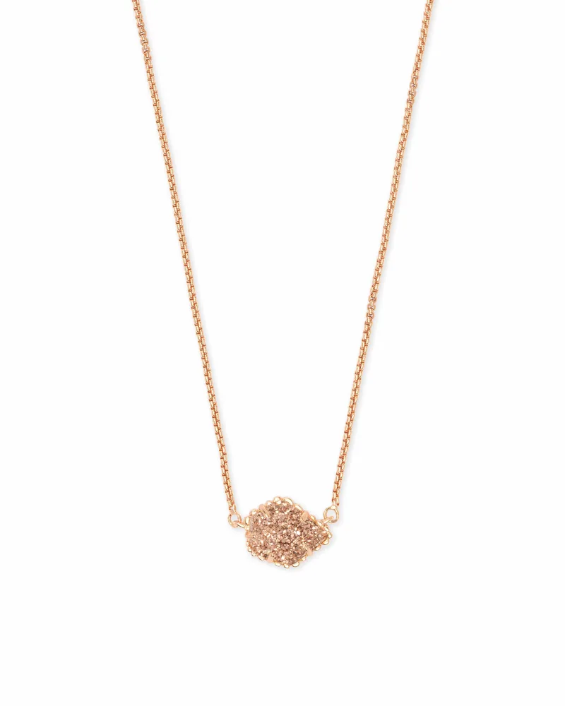 Kendra Scott Tess Rose Gold Pendant Necklace in Rose Gold Drusy
