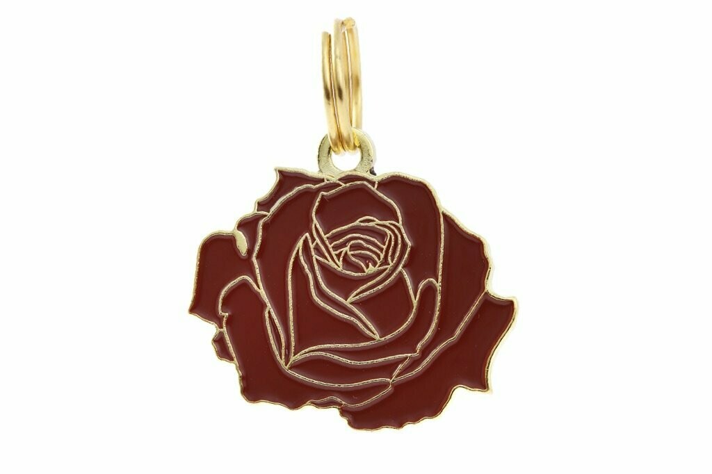 Pet ID Tag - Rose, Red & Gold