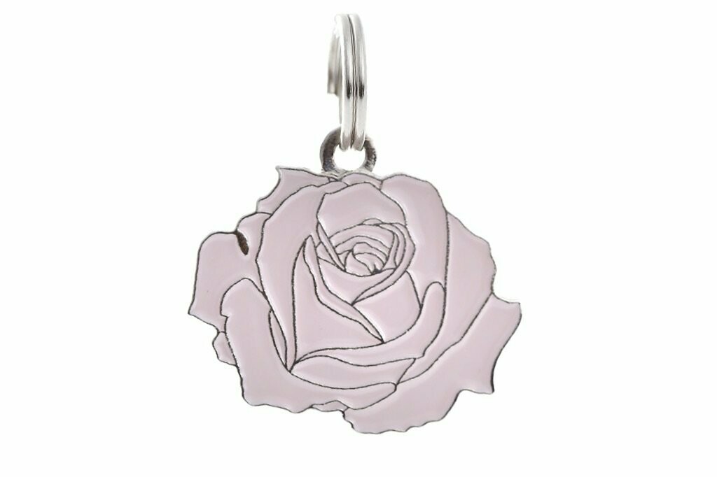 Pet ID Tag - Rose, Pink & Silver