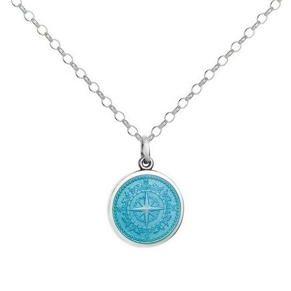 Colby Davis Compass Necklace, Small/Light Blue
