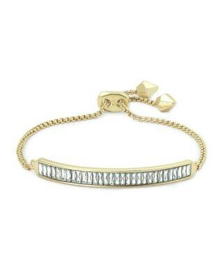 Kendra Scott Jack Adjustable Gold Chain Bracelet in Clear Crystal