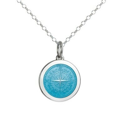 Colby Davis Compass Necklace, Medium/Light Blue
