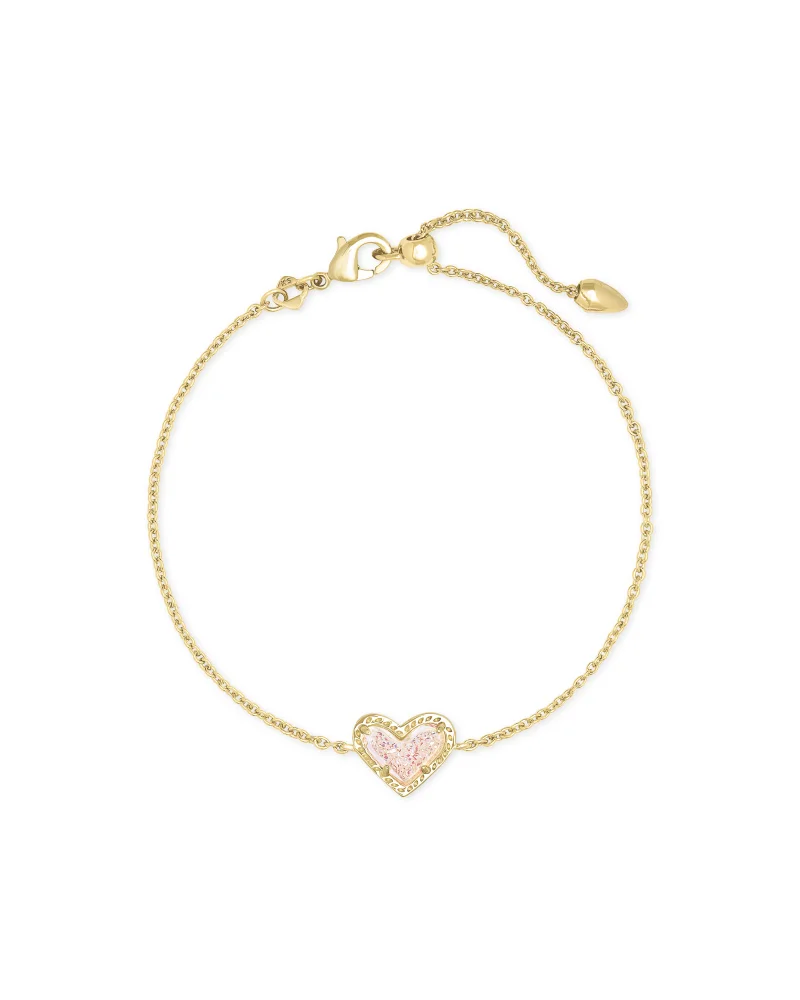 Kendra Scott Ari Heart Gold Chain Bracelet in Iridescent Drusy