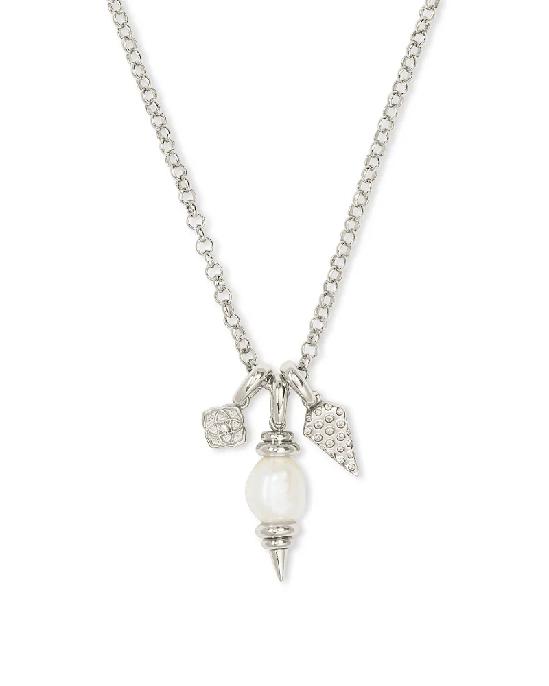 Kendra Scott Demi Silver Charm Necklace in White Baroque Pearl