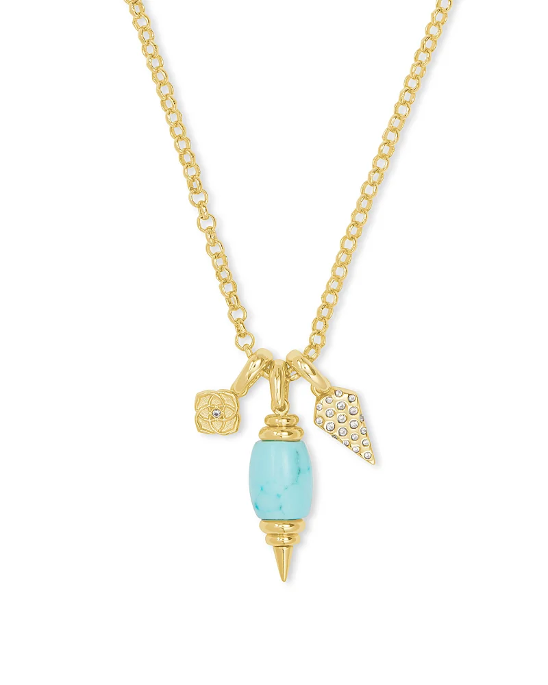 Kendra Scott Demi Gold Charm Necklace in Light Blue Magnesite