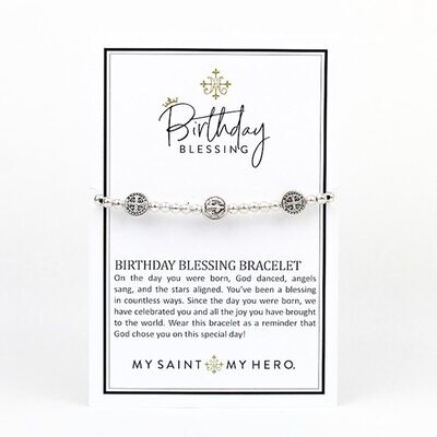 MSMH Benedictine Birthday Blessing Bracelet (Silver)
